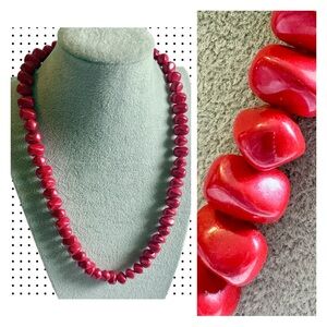 Vintage Red Irregular Beaded Necklace